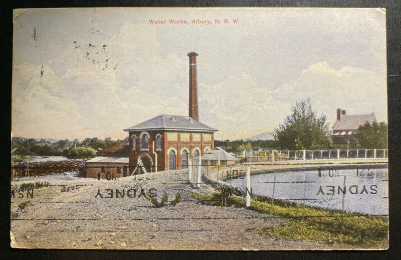 1909 Albury Australia Picture Postcard Cover To Panama Water Works