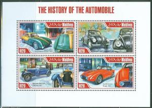 MALDIVES 2013 THE HISTORY OF THE AUTOMOBILE  SHEET MINT NH