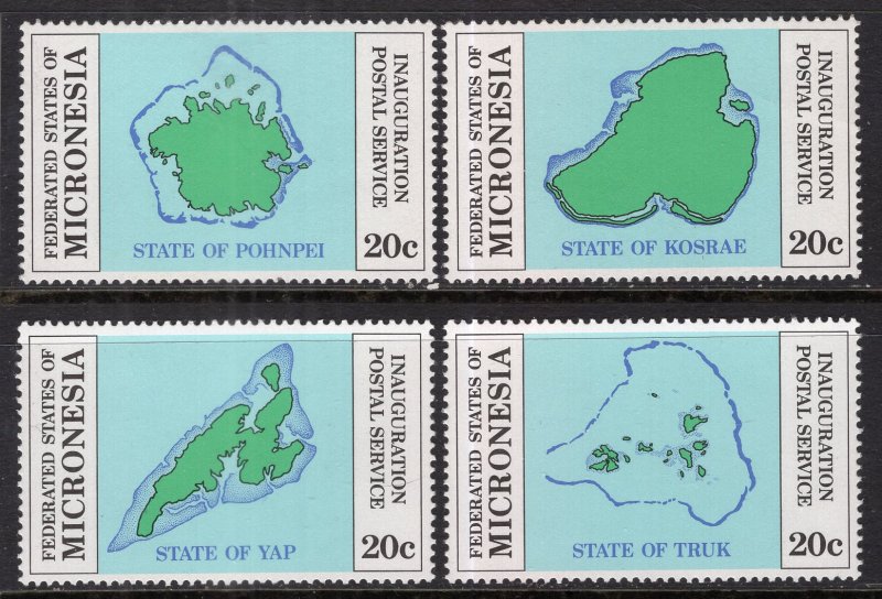 Micronesia 1-4 Maps Singles MNH VF