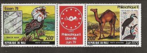 Mali Sc C356-7 NH issue of 1979- Stamps on stamps- Birds, Animals  