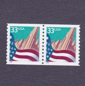 Pair 33c City Flag WA US #3280a Large Date MNH