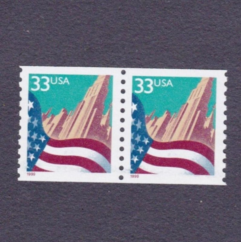 Pair 33c City Flag WA US #3280a Large Date MNH