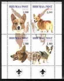 HIIUMAA - 1999 -  Dogs #1 - Perf 4v Sheet - Mint Never Hinged - Private Issue