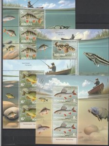 Romania STAMPS 2025 FISH FISHING MNH POST SHEETS