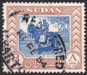 Sudan 1951 8p blue and brown (Darfur chief) used