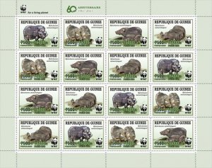 Guinea - 2021 WWF 60th Anniversary, Animals - 16 Stamp Sheet - GU210259c2