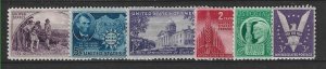 PCBstamps   US 1941-1943 Commemoratives Year Set (903-08) 6 var., MNH, (6)