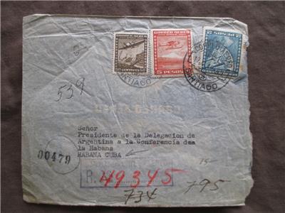 1940 Chile To Caribbean Registered Airmail Cover (ZZ159)