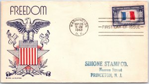 U.S. FIRST DAY COVER FRANCE OCCUPIED NATION SCOTT 915 CLIFFORD CACHET SCARCE