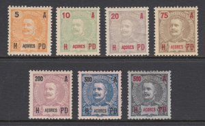 Azores Sc 102/111 MLH. 1906 King Carlos issues, fresh, sound, LH, F-VF.