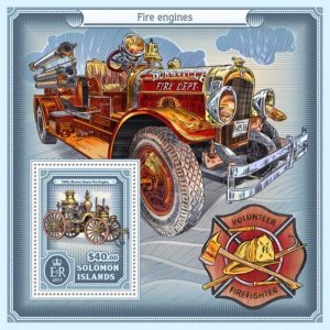 Solomon Islands - 2017 Fire Engines - Stamp Souvenir Sheet - SLM17118b