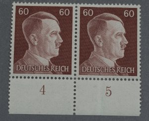 Germany #522 MNH Hitler Pair w/ Selvedge w/ Numbers