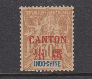 France Canton Sc 9 MNH. 1901 30c Peace & Commerce with red ovpt