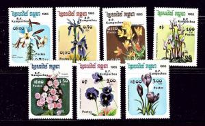 Cambodia 596-602 MNH 1985 Flowers