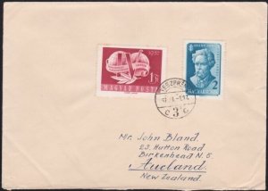 HUNGARY 1957 cover Veszpren to New Zealand.................................A6149