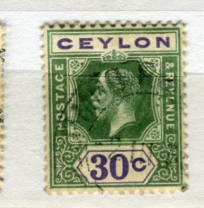 CEYLON; 1920s early GV issue fine used Shade of 30c. value