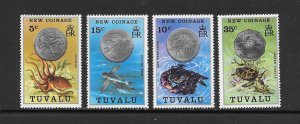TUVALU#19-22  MARINE LIFE ON COINS  MNH
