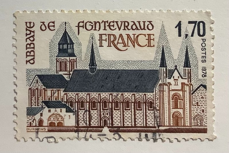 France 1978 Scott 1604 used - 1.70fr, Fontevraud,  Royal Abbey