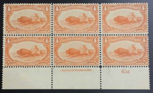 MOMEN: US STAMPS #287 PLATE BLOCK OF 6 MINT OG NH LOT #72609*