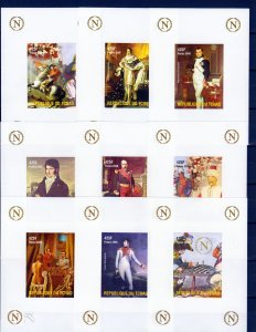 CHAD 2009 NAPOLEON BONAPARTE-CHESS 9 Souvenir Sheets IMPERFORATED MNH