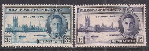 Falkland Islands 1946 KGV1 Set Victory MM SG 164-165 ( C384 )