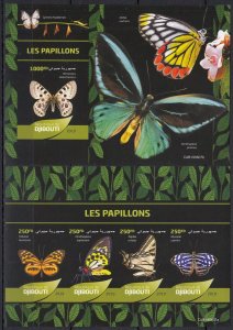 Dz1249 ! Imperf 2019 Djibouti Butterflies Flowers Fauna #3252-55+Bl1373 Mnh