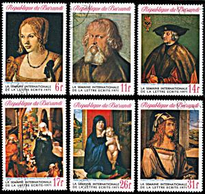 Burundi 364-369, CTO, Albrecht Dürer Paintings, Letter Writing Week