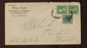 348 or 385 Franklin Used Coil Line Pair & Single Stamp on 1919 Cover (CV 1052)