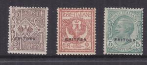 ERITREA, 1924 on Italy, small overprint set of 3 1c., 2c. & 5c., lhm.