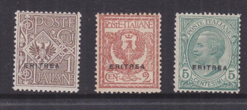 ERITREA, 1924 on Italy, small overprint set of 3 1c., 2c. & 5c., lhm.