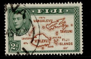 FIJI GVI SG254, 2d brown & green, FINE USED. Cat £16. DIE II