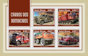 GUINEA BISSAU - 2018 - Fire Engines - Perf 5v Sheet - Mint Never Hinged