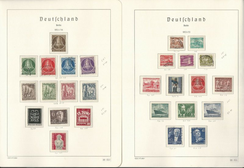 Germany Berlin Stamp Collection on 4 Hingless Lighthouse Pages, 1952-55, JFZ