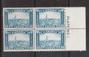 Canada #176i Very Fine Mint Plate #1 Block