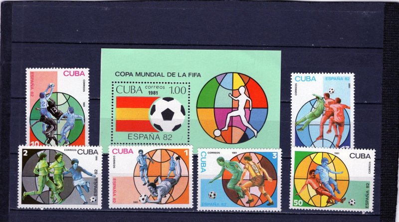 CUBA 1981 WORLD CUP SOCCER CHAMPIONSHIPS SPAIN SET OF 6 STAMPS & S/S MNH