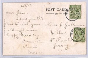 GB Channel Islands JERSEY Postcard *ST OWENS* CDS 1920 {samwells-covers}ZJ101