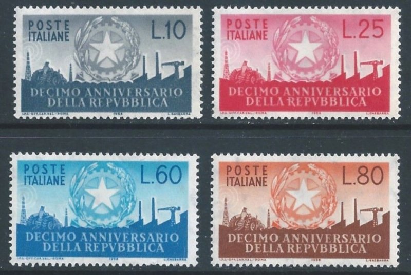 Italy #710-13 NH Republic Tenth Anniv.