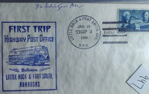 SCOTT #947 POSTAL HISTORY TRIP 2 FIRST TRIP CANCEL CENTENARY POSTMASTER SIG