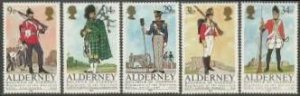 Alderney 23-27 MNH VF Regimental Uniforms [5889]