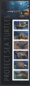 NEW ISSUE (Forever) Protect Sea Turtles Side Panel Strip of Six (2024) SA