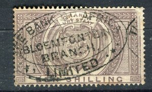 ORANGE FREE STATE; 1880s early classic Revenue issue used 1s. value Postmark