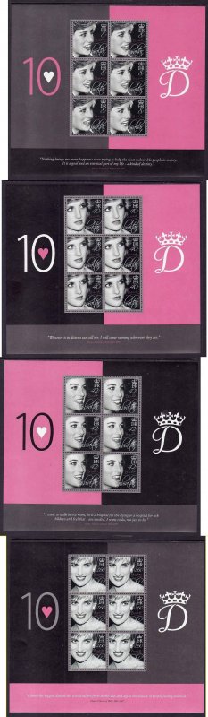 Gibraltar-Sc#1072-5-four unused NH sheets-Prince Diana-2007-