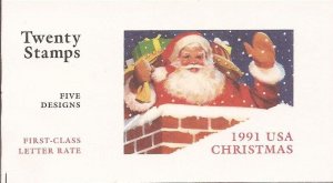 US Stamp 1991 29c Christmas Santa Claus Booklet of 20 Stamps #BK194