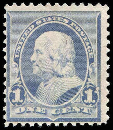 U.S. 219 MINT NO GUM 1¢ 1887 FRANKLIN SCV $35.00 As No Gum