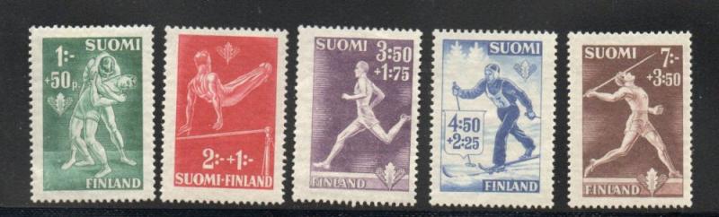 Finland Sc B69-73 1945 Sports charity stamp set mint