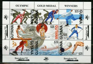 GUYANA SCOTT #2395a & 2397  BARCELONA OLYMPIC GAMES WINNERS SHEETS MINT NH  