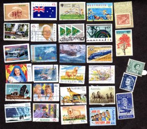 Australia, Lot of 50 used stamps, CV = $ 12.50  Lot 220360 -05