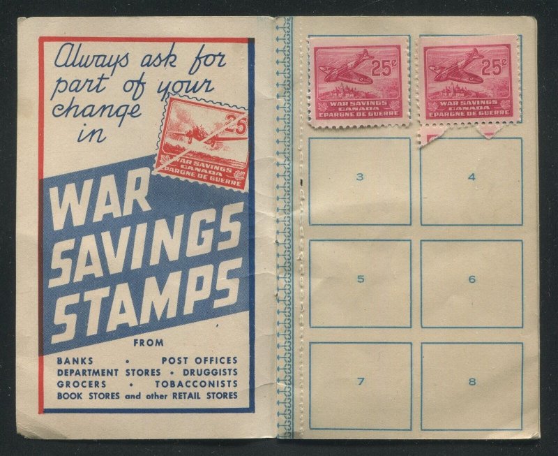 CANADA REVENUE FWS6 USED WAR SAVINGS STAMPS IN WAR SAVINGS STAMP BOOK