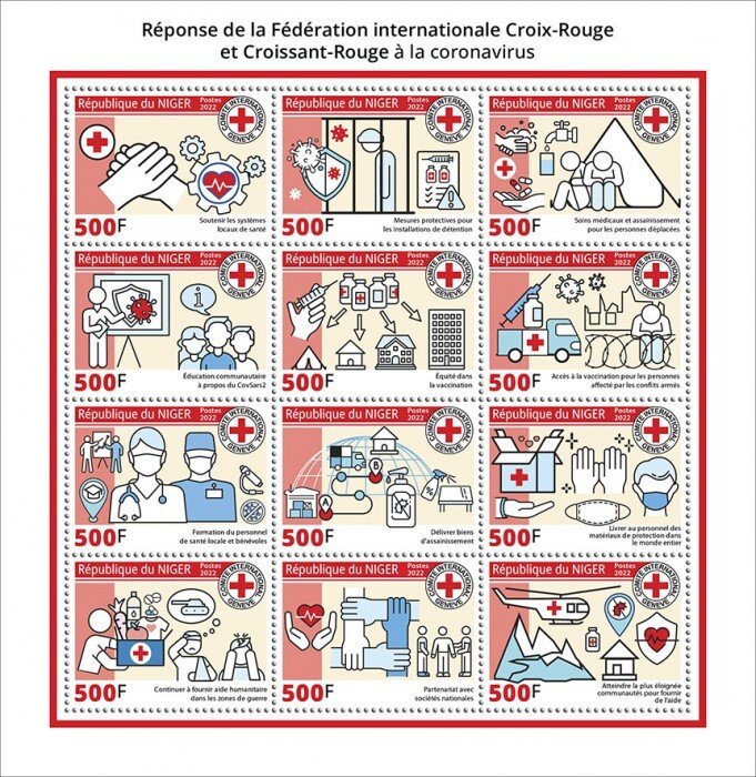 NIGER - 2022 - Red Cross & Coronavirus - Perf 12v Sheet - Mint Never Hinged