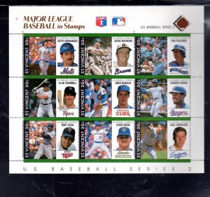 St. Vincent MNH S/S 1274 Major League Baseball Outstanding Players 1989 9 Stamps